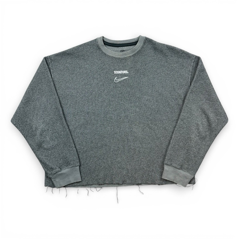 Nike Yoga Shirt Women's Small Gray Stanford Center Swoosh Cropped Long Sleeve